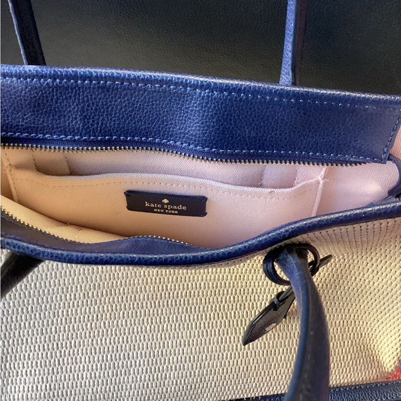 Kate Spade Blue and Cream Textured Tote - Picture 4 of 5